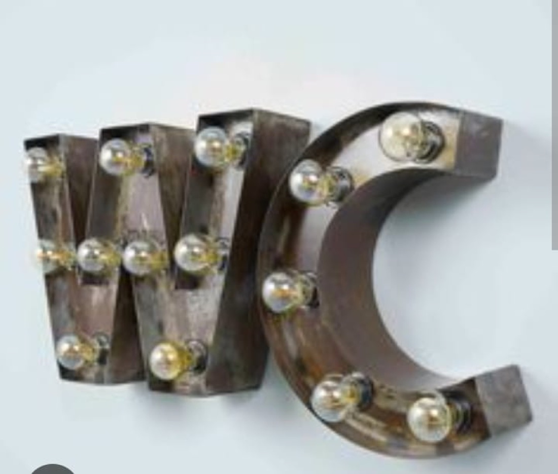 WC - bombillos vintage - Letras vintage con bombillos